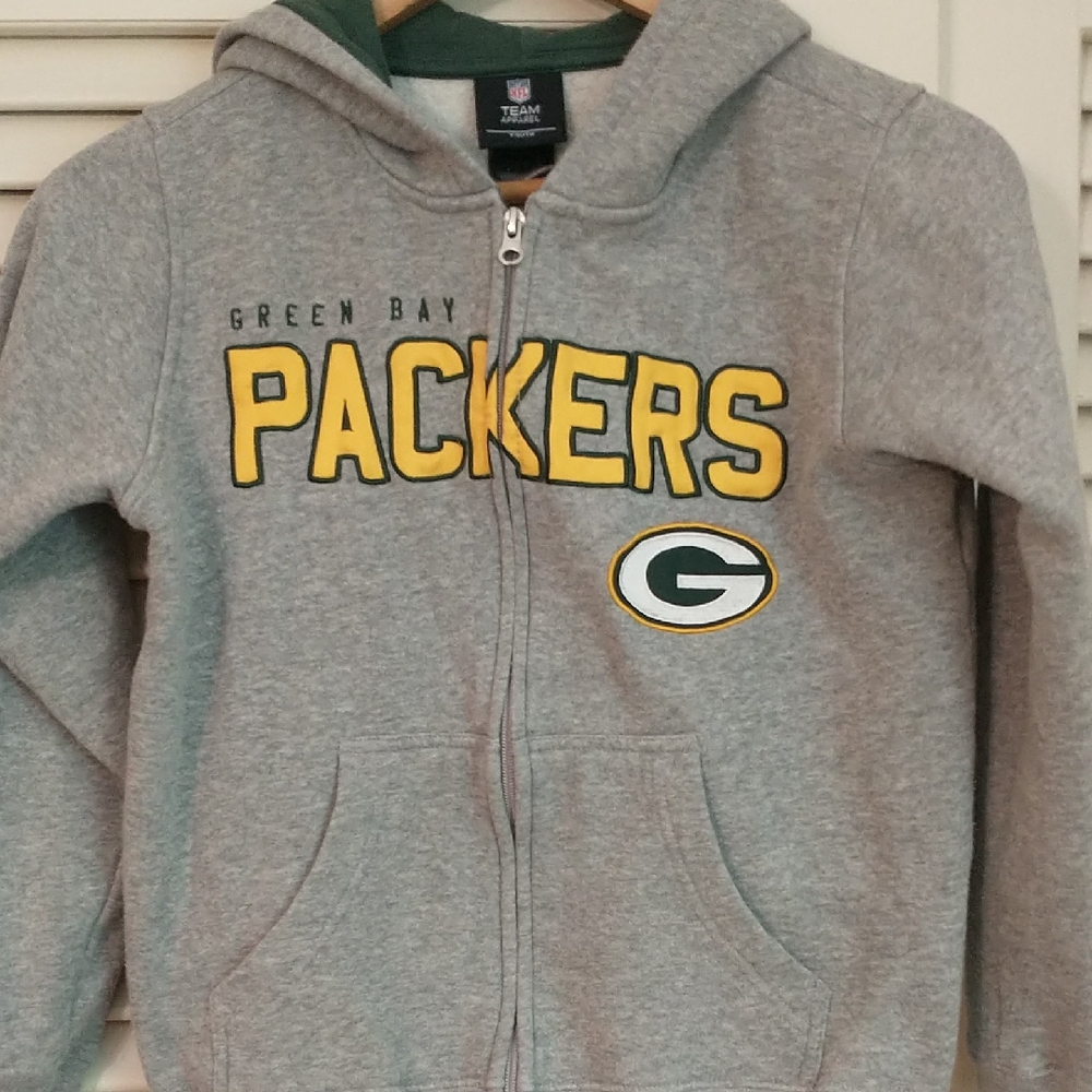 NFL Team Apparel, Green‎ Bay Packer Zip Up Hoodie/Sweatshirt, Youth Size 7/8